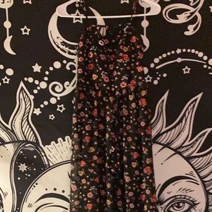 Black flower romper dress